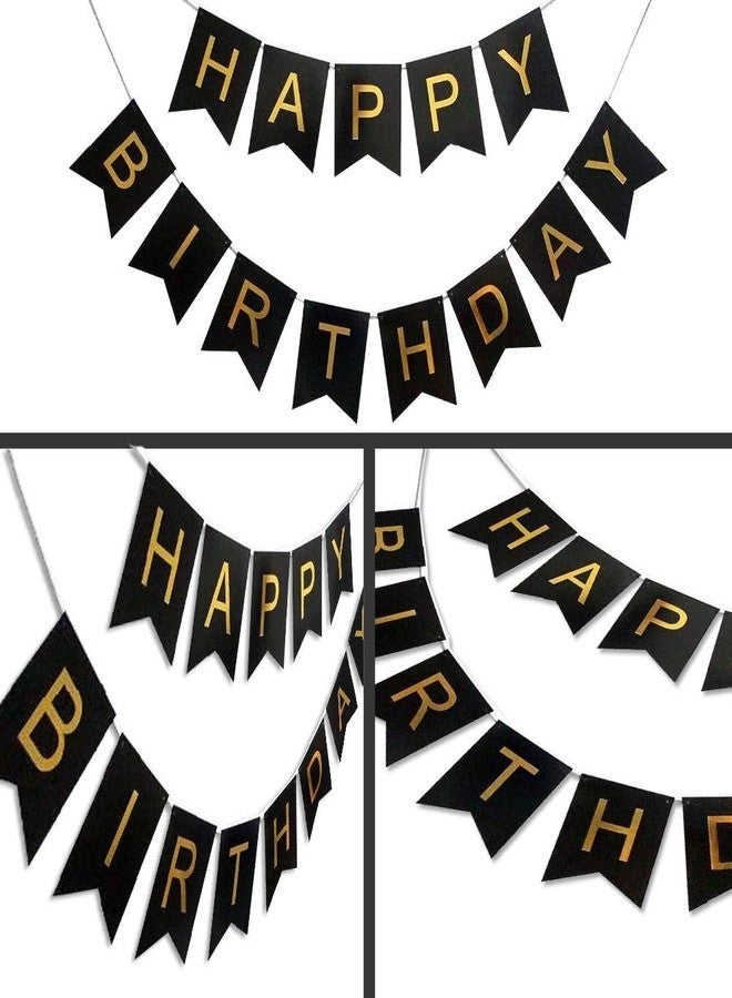 SOHAM SHREE ᵀᴹ Black and Gold Happy Birthday Banner Decoration for Boys, Girls, Boyfriend, Girlfriend, Husband,Kids Bday Celebrations,Bunting Tags,Flag Decorative Items Decor - Image 5